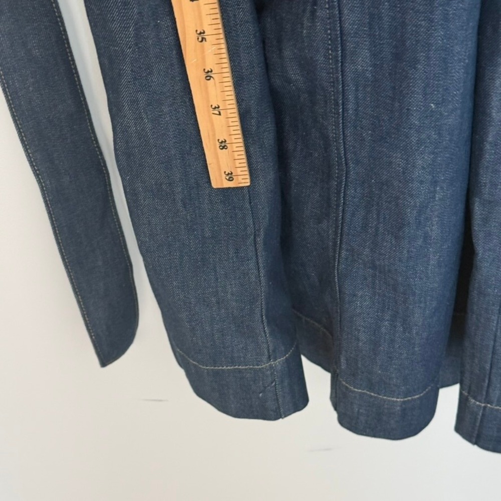 Banana Republic Denim Trench Coat Indigo Blue Belted Duster Medium Boho NWT - Picture 12 of 14